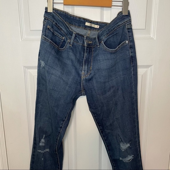 LEVI’S 711 Skinny Distressed Blue Denim Jeans 30 - Picture 7 of 7